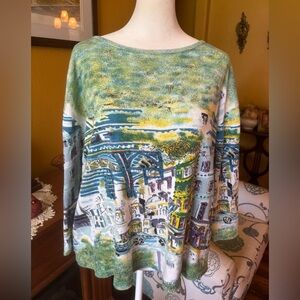 Take Two Clothing Co. Vintage City Scene Top Sequined Women’s Size 1X